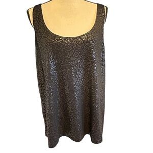 Talbots Black Sequin Tank Top Sleeveless Sparkly Party Cocktail Plus Size 2X P